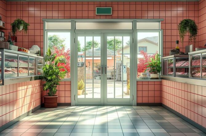 Porta de vidro para loja comercial